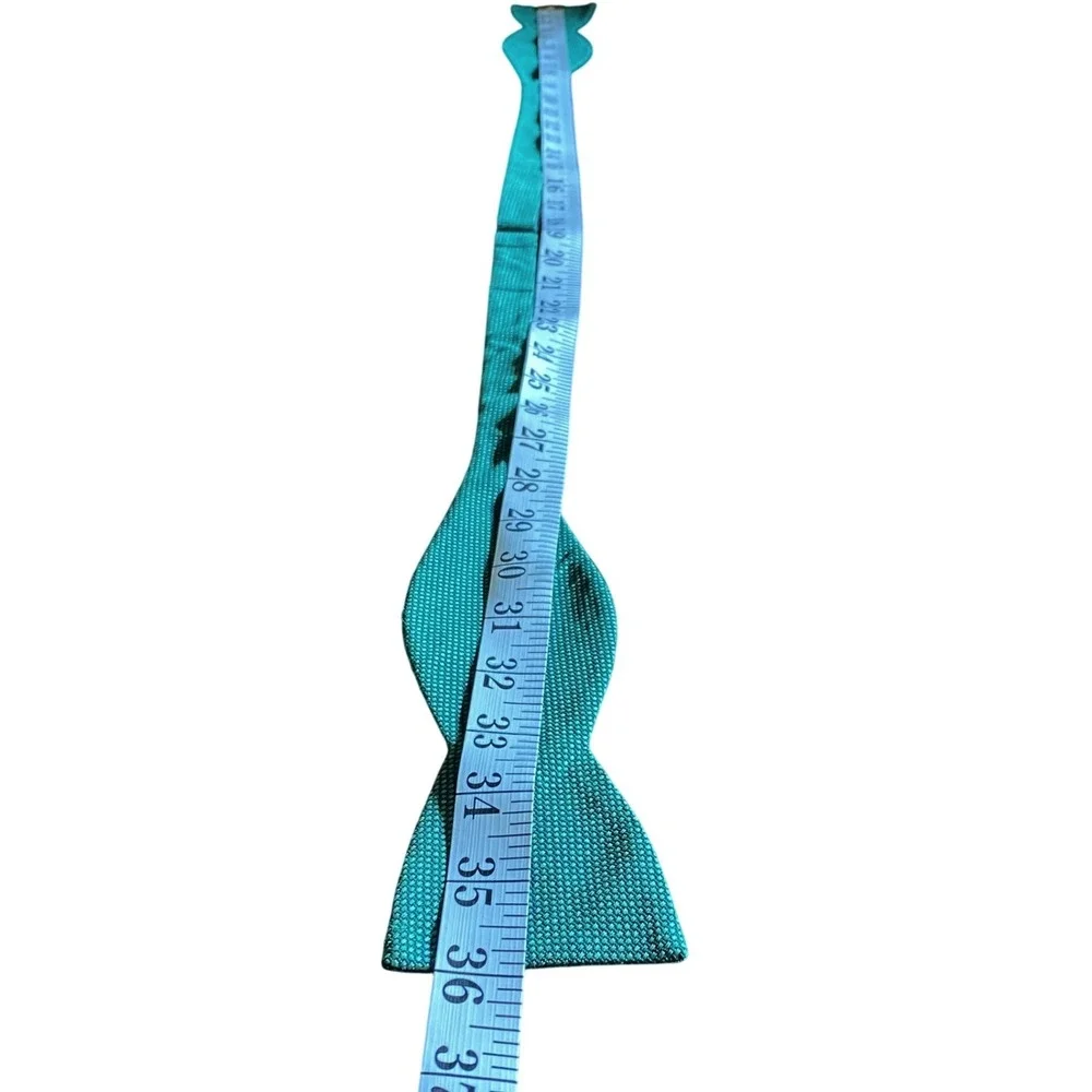 THE TIE BAR Emerald Green Textured 100% Silk‎ Bow Tie Adjustable Holiday Formal - Picture 7 of 7